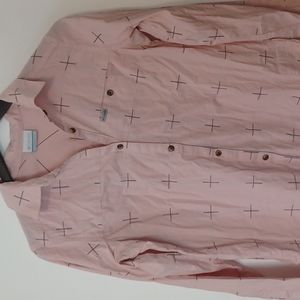 Columbia Button down shirt long sleeve Women's size small pink and gray new